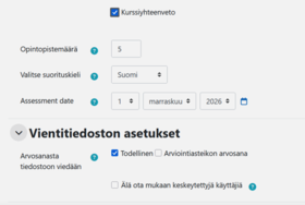Sisu CSV-vientitiedoston asetukset
