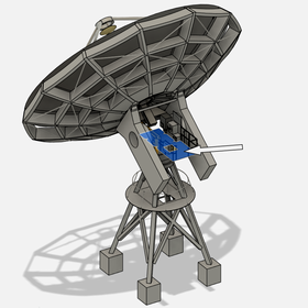 Radioteleskoopin takana oleva vastaanotintasanne