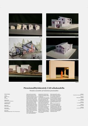 Collage of architectural models and sketches for a thesis. Includes 3D printed models and a drawing of a house.
