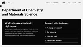 Department of Chemistry and Materials Science webpage with sections on research, teaching, and staff.