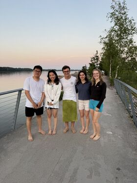 Interns on a path by the sea