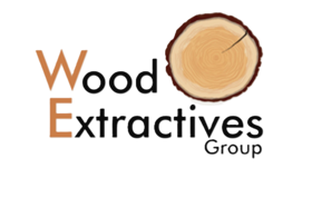 Logo with text 'Wood Extractives Group' and a tree cross-section as the 'o' in 'Wood'.