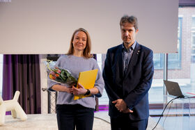 Award for Service recipient Maija Taka with Professor Kari Tammi at ENG Awards 2026