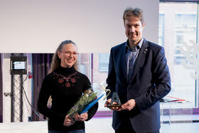 Award for Achievements in Teaching recipient Camilla Vornanen with Professor Kari Tammi at ENG Awards 2026