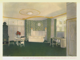 "Aus dem Schlafzimmer des Grossherzogs von Hessen in Giessen". Architektur von Olbrich