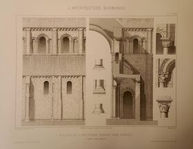 Plate 75, "Eglise de l'Ancienne Abbaye-aux-Dames à Caen (Calvados)". L'architecture normande