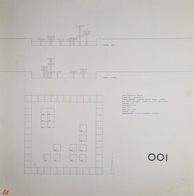 Vuoden 1966 kilpailun yksi kahdesta toisen palkinnon voittaneista perspektiivitöistä, mittakaavapiirrros koristealtaasta.