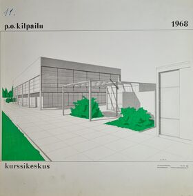 Vuoden 1968 kilpailun perspektiivityö, kuvassa kurssikeskus.