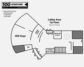 A Grid first floor map for 100STARTUPS