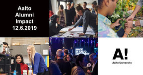 Aalto Alumni Impact banneri, kuvat:Unto Rautio ja Mikko Raskinen