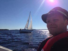 Valtteri Lahtinen sailing on Lake Päijänne.