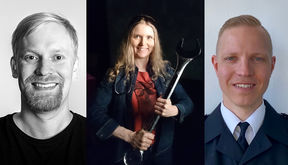 Timo Nikkanen (vas.), Sini Merikallio ja Juuso Mikkola ovat hakeneet Euroopan avaruusjärjestön ESA:n astronautiksi. Monivaiheinen valintaprosessi tulee kestämään yli vuoden.