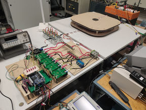 The experimental setup of a midpoint matrix converter for inductive power transfer applications