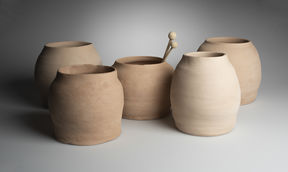 five ceramic pots