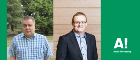 A portrait of Lasse Murtomäki and Antti Karttunen, next to the Aalto logo.