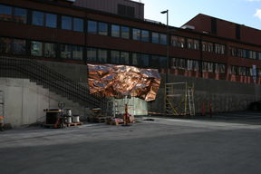 Kreutzstrasse, 2018, public artwork, Otaniemi campus Artistic component of doctoral thesis, titled The Open Seam - On Becoming a Knot with a Storm-sculpted Roof, on Speaking-with from Within by visual artist and artistic researcher Gloria Felicia Lauterbach