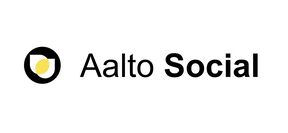 In the icon, two flower-like leaves in white and yellow on black background, followed by written words Aalto Social