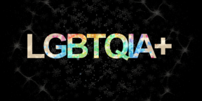 LGBTQIA+ letters over a network visualisation