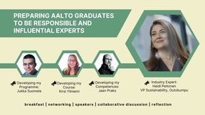 Image of four key speakers at the event: Jukka Suomela, Kirsi Yliniemi, Jaan Praks, Heidi Peltonen