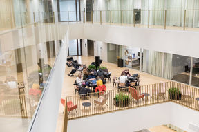 People sitting around tables in BIZ premises