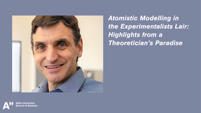 Graphic with portrait of a man in blue shirt