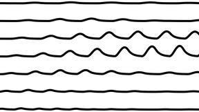 The image consists of six wavy black lines on a white background. The lines vary in amplitude and frequency, with some lines sho