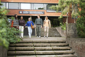 Students in front of the School