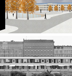 Opiskelijakilpailun voitaneet ehdotukset, yllä "Kaartin kaiku" (Tekijä Susanna Lumme) ja alla "Iikka" (Tekijät Sirre Kronlöf ja Koo Okkonen).