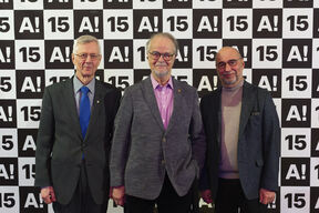 Aalto-yliopiston perustajakorkeakoulujen rehtorit: Yrjö Sotamaa, Matti Pursula ja Eero Kasanen