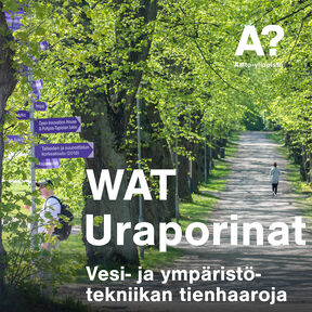 Tienviitta moneen suuntaan etuvasemmalla, sen takana avautuu lehmuskujanne. Kaksi ihmistä kulkee eri suuntiin.