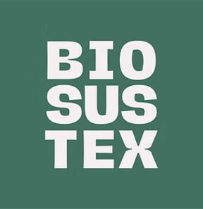 White text 'BIOSUSTEX' on a green background, with each syllable stacked vertically.