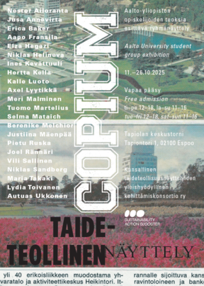 Poster advertising the COPIUM arts and crafts exhibition at Tapiola Keskustorni, Espoo, from 11-26 October 2025.