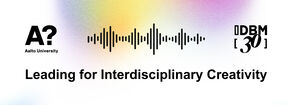 Text Leading for Interdisciplinary Creativity with Aalto logo.
