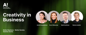 Aalto University School of Business seminar titled 'Creativity in Business'.