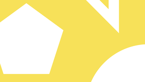 A white pentagon and triangle on a yellow background.