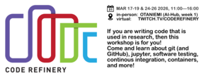 CodeRefinery, come and learn version control and reproducibility!