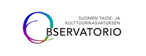 Suomen Taide- ja Kulttuurikasvatuksen Observatorion logo, vasemmalla monivärinen ympyräkuvio.