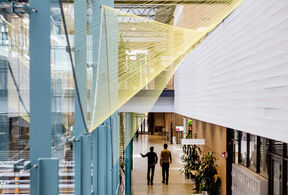 Aalto campus photo with art