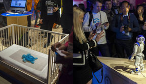 Tuudittavan patjan lisäksi Aallon ständillä yleisöä houkutteli muun muassa Arvi-robotti.