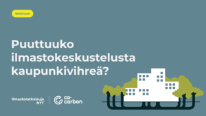 Webinaarin otsikko ja taloja puiden keskellä