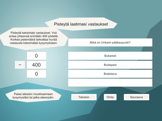 Vastausten pisteytys Tämä elämä -pelissä