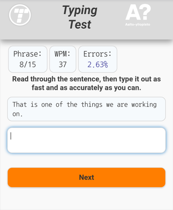 An image of the test screen