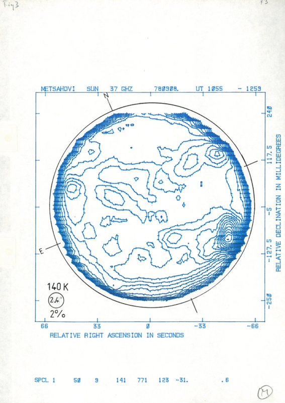 Ensimmäinen piirretty aurinkoradiokartta vuodelta 1978