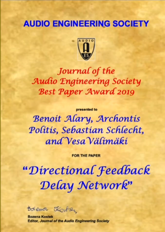 The best paper award, Audio Engineering society