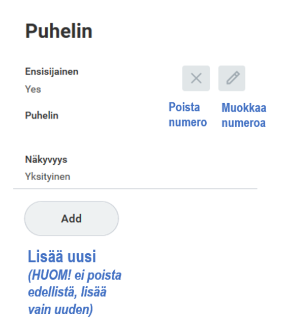 Miten vaihtaa puhelinnumero workdayssa