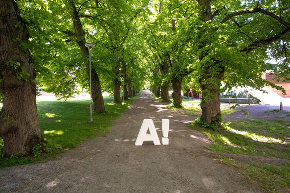 Aalto logo on campus. Photo by Mikko Raskinen.