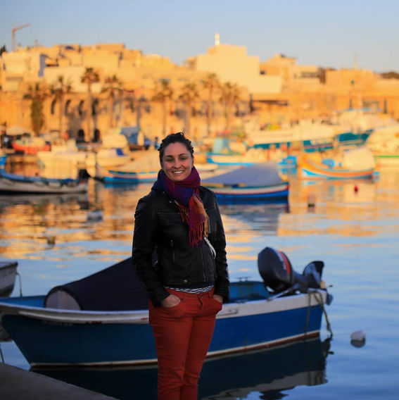 Sasha Spurná took part in the Unite! training on virtual exchange. In the image Sasha is standing by a harbour.