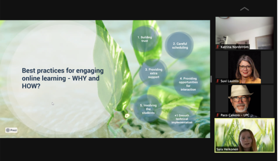 Sara Heikonen presenting best practises for online learning at the Unite! Boot Camp