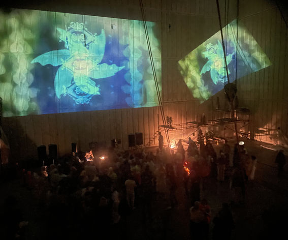 Last autumn, the theme of the Maskerad was Paradise Under Construction, and it took place in an empty electrical engineering research hall. Photo by Kazuki Mori. 
