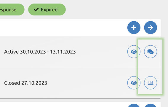 Course feedback, buttons for reports